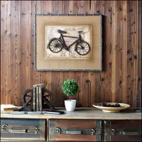 在飛比找蝦皮購物優惠-美式工業風壁畫 復古壁飾 麻紗立體鐵件腳踏車畫 飛機掛飾 5