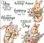 Set of 8 Easter Bunny stamps, Planners, Easter cards, junk journal