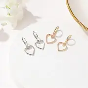 Heart Drop Earrings 1 Pair - Type 02 - 0273 - Silver - One Size