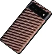for Google Pixel 6/6 Pro Case Luxury Carbon Fiber Texture Leather Case TPU Soft Frame Shockproof Protective Cover (for Google Pixel 6 Pro, Coffee)