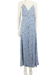 Blue Floral Patterned Midi Dress