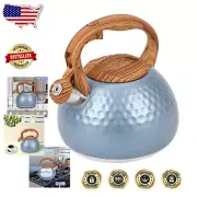 Durable 3.2 Quart Stainless Steel Whistling Teapot with Heat-Resistant Handle
