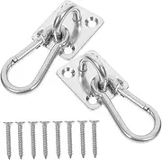 Veemoon 1 Set Snap Hooks Heavy Duty Stainless Steel Hooks with Pad Eye Plate for Hammock Fixing Portable and Durable for Indoor Outdoor Use for Tree Hanging and Accessories