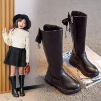 在飛比找蝦皮購物優惠-女童靴子兒童長靴長筒靴秋冬季2023新款高筒刷毛公主大童馬丁