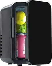 Skincare Fridge, 6L/8Can Makeup Mini Fridge for Bedroom, 110/220V AC/ 12V DC Refrigerator Cooler & Warmer for Car, Office & Dorm, Small Fridge for Cosmetics, Skin Care,Black