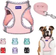 Pet Dogs Vest Collar Step in Harness Leash Set Breathable Air Mesh Reflective