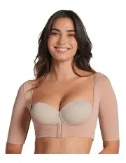 [Leonisa] Invisible Upper Arm Shaper Short Compression Sleeves in Brown