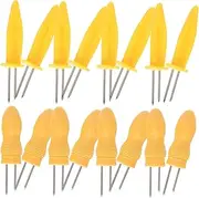 20pcs Corn Fork Portable Corn on The Cob Skewers Reusable Notice Cob Outdoor Grilled Skewers Prong Pronged Fork Grilling Stainless The Cooking Barbecue Yellow Stainless Steel