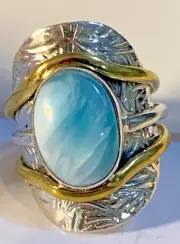 Larimar Ring Sterling Size 6 L-262