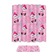 Christmas Winter Pink Snowman Pattern Shower Curtain