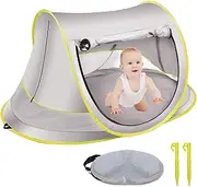 TOWEBOORY Baby Pop Up Tent, Anti-UV Beach Tent UPF 50+ Sun Protection with Pop Up System for Easy Use, Foldable Portable Marine Tent for Camping (Gray, Large)