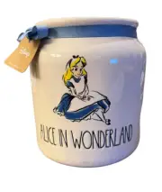 Rae Dunn Disney ALICE IN WONDERLAND 7” White Collectible Canister *NO LID*