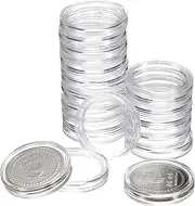 sourcing map 20 Pcs 20mm Silver Dollar Coin Holders, Plastic Coin Capsule Covers Acrylic Clear Round Coin Collection Supplies Container for Silver Coin Protectors or NFC Tag