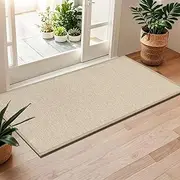 LEKEEPGO Door Mat 60 x 120 cm, Non-Slip Indoor Door Mat, Absorbent Front Door Mat, Low Profile Door Mat Indoor Washable Entryway Rug Resist Dirt Doormat, Khaki