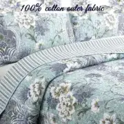 NEW!~ COZY COTTAGE BLUE GREEN AQUA WHITE COTTON TROPICAL BEACH LEAF QUILT SET