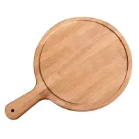 在飛比找樂天市場購物網優惠-開發票 牛排木盤 實木圓形薩板 木盤 竹木面包盤12寸14寸