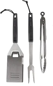 BBQ Buddy 3 Piece Tool Set - Meat Fork, Tongs and Grill Spatula for Outdoor Grill - Stainless Steel BBQ Set with Ergonomic Handles - BBQ Tools
