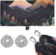 Black Mountain Illustration Art Hammocks for Camping with Portabl Carry Bag Tree Hammock for Camping Travel Accessories