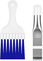Air Conditioner Condenser Fin Comb - Upgraded 2 Pieces Fin Cleaning Brush Air Conditioner Fin Cleaner Refrigerator Coil Cleaning Whisk Brush Metal Fin Evaporator Radiator Repair Tool Blue