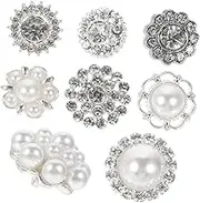 LALAFINA 8pcs Metal Button Decoration Fake Pearl Buttons for DIY Clothing Accessories