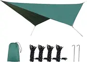 Fly Tent Tarp Sail Canopy Waterproof Rain Fly Sun Shade UV Camping Shelter with Pegs Rope Storage Bag for Outdoor Patio Garden Backyard Activities 10.5 x 8.2 FT