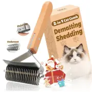 Cat Brush Dematting Deshedding 2 in 1 Undercoat Rake Efficiently Remove Loose