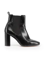 Black Leather High Heeled Boots