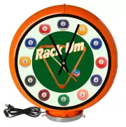 Pool Room Billiards Orange Lighted Gas Pump Globe Advertising Style Quartz Clock