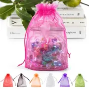 100 Pcs Sheer Organza Bags 6x9 inches Mesh Drawstring Bag, Small Mesh Bag for...