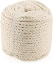 10Mm X 196 Feet White Cotton Rope, Natural Thick Twisted Rope, Macrame Cord S