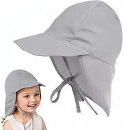[SEFIRST] Baby Toddler Sun Hat, Sun Hat Children UPF 50+ UV Protection Girls & Boys Summer Cap Beach Hat, Peaked Cap Baby with Adjustable Chin Strap and Neck Flaps, 6-24 Months (Grey)