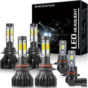For Dodge Ram 1500 2500 3500 2-headlamps 2009-2012 9008 Led High/low Beam Headlights,+9145 Led Fog L With Projector 2013-2015