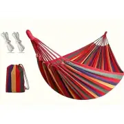 Outdoor Striped Hammock Anti-Flip Design, Garden Leisure Tree-Friendly Straps