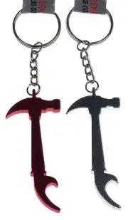Hammer Keychain Bottle Opener Lot 2 Red Silver Metal Mens Xmas Birthday Gag Gift