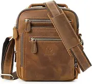 [Ringsun] Small Leather Mens Purse Bag, Leather Man Purse Man Bag Messenger Bag for Men Zipper Crossbody Shoulder Bag,RS30
