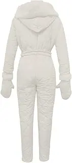 [Juebong] Women's Winter Snowsuit One-Piece Ski Suits Fur Collar with Hood Overalls Snow Onesie Coats Snowboard Jackets