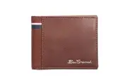 Ben Sherman Bi-Fold Wallet Bill/Money Men's Organiser w/ Spine Print Tan