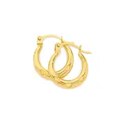 9ct Gold Triple Heart Mini Creole Earrings