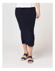 [Fella Hamilton] Hush Straight Midi Skirt in Navy