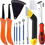 25 Pcs Grout Removal Tool Set Contains Grout Saw Knife, Grout Hand Saw with 8'' Diamond Surface Blades, Tile Joint Cleaning Brush, Caulking Edge Tool Grout Cleaner for Joints Seams Corner