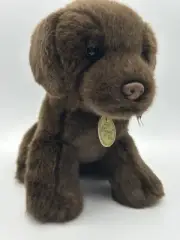 Miyoni Tots Chocolate Lab Puppy Plush NWT Aurora Button Nose Hand Stitched 11in