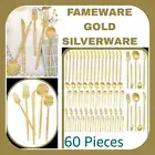 Matte Gold Silverware Set,30 Piece,FAMEWARE,Stainless Steel Flatware Set,Service