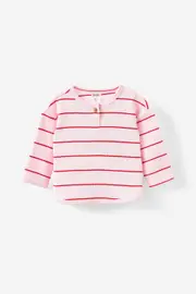 [Cotton On Kids] Cotton On Kids - Jesse Rib Top - Tea party pink-varsity red/billie stripe 12-18M TEA PARTY PINK-VARSITY RED/BILLIE STRIPE