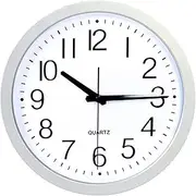 ZHZXBDGQ Garden Clock Outdoor, 12 Inch Quiet Wall Clock Vintage Battery Operated Outdoor Clock Garden Metal Outdoor Wall Clock for Patio and Home-White