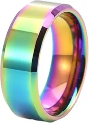 [Homxi] Men's Ring Tungsten with Engraving, Round Polished 4/6/8 mm Silver Rings Men's Engagement Rings Men