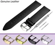For ROAMER Black Genuine Leather Watch Strap Band for Buckle Clasp Pins