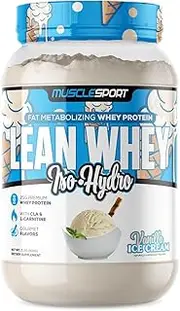 Musclesport Lean Whey Vanilla Ice Cream Iso Hydro Protein Powder 907 g