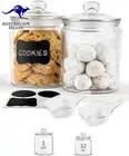 Glass Kitchen Jars, Food & Cookie Storage Containers for Pantry, Bathroom