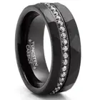 Mens Tungsten Carbide Hammered Black Wedding Band Eternity Engagement Ring