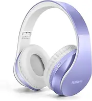 Bluetooth Headphones,TUINYO Wireless Headphones Over Ear with Microphone, Foldable & Lightweight Stereo Wireless Headset for Travel Work TV PC Cellphone-Purple